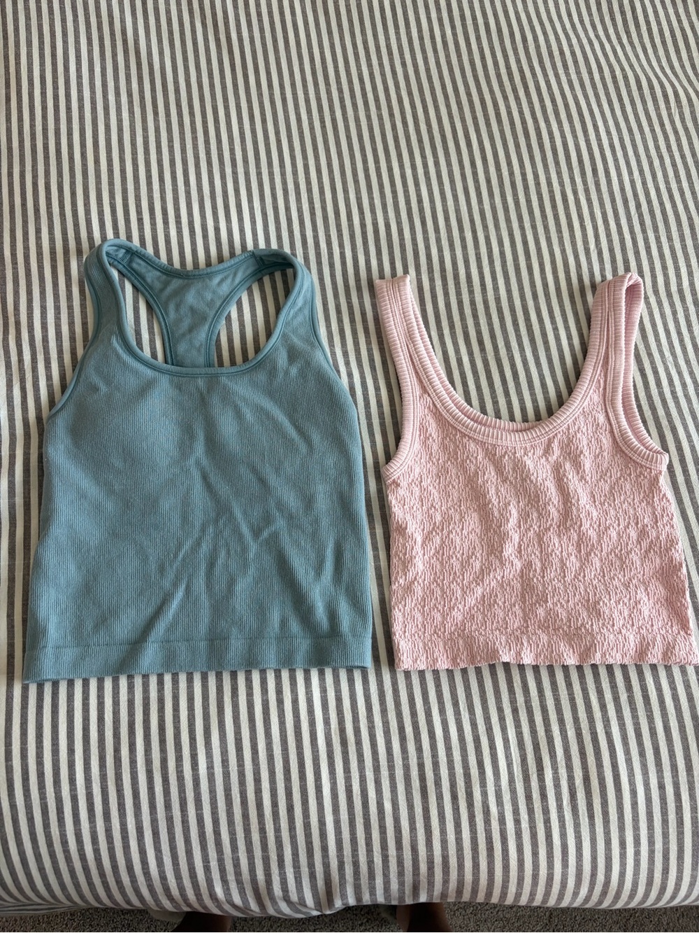 Women’s Ribbed Tank Crop Top - Blue and Pink